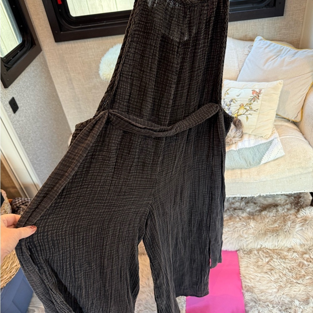 Anthropologie Charcoal Textured Garment jumpsuit size XXS - Picture 4 of 6